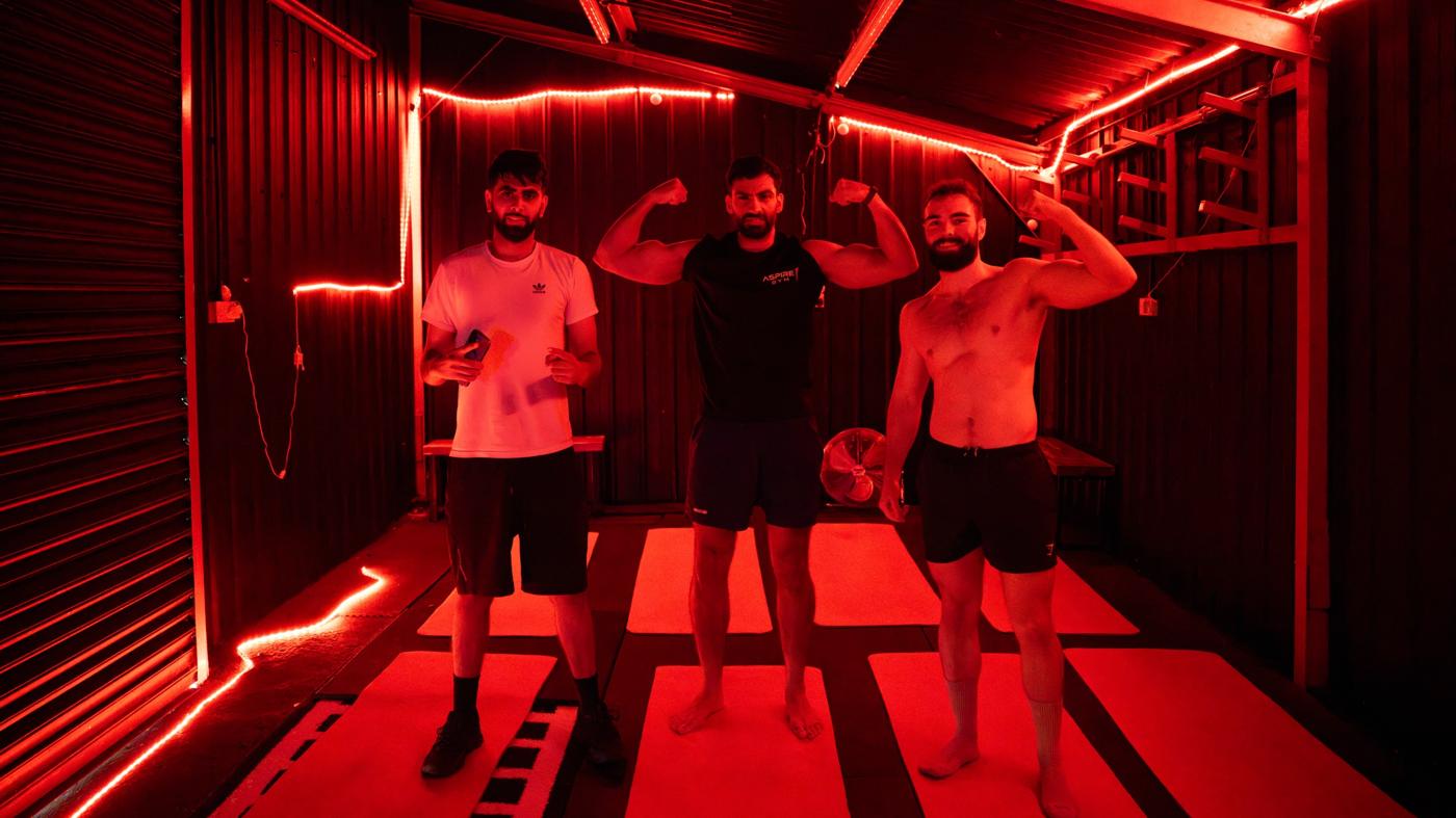 The Kettle Club crew flexing after a session